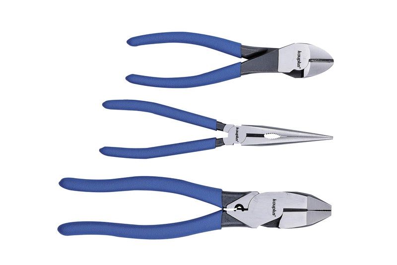 Kauplus Pro Pliers Set, 3-Piece (7-inch Diagonal Cutting, 8-inch Needle Long Nose, 9-inch Linesman) Industrial Cutters Set - Image 2